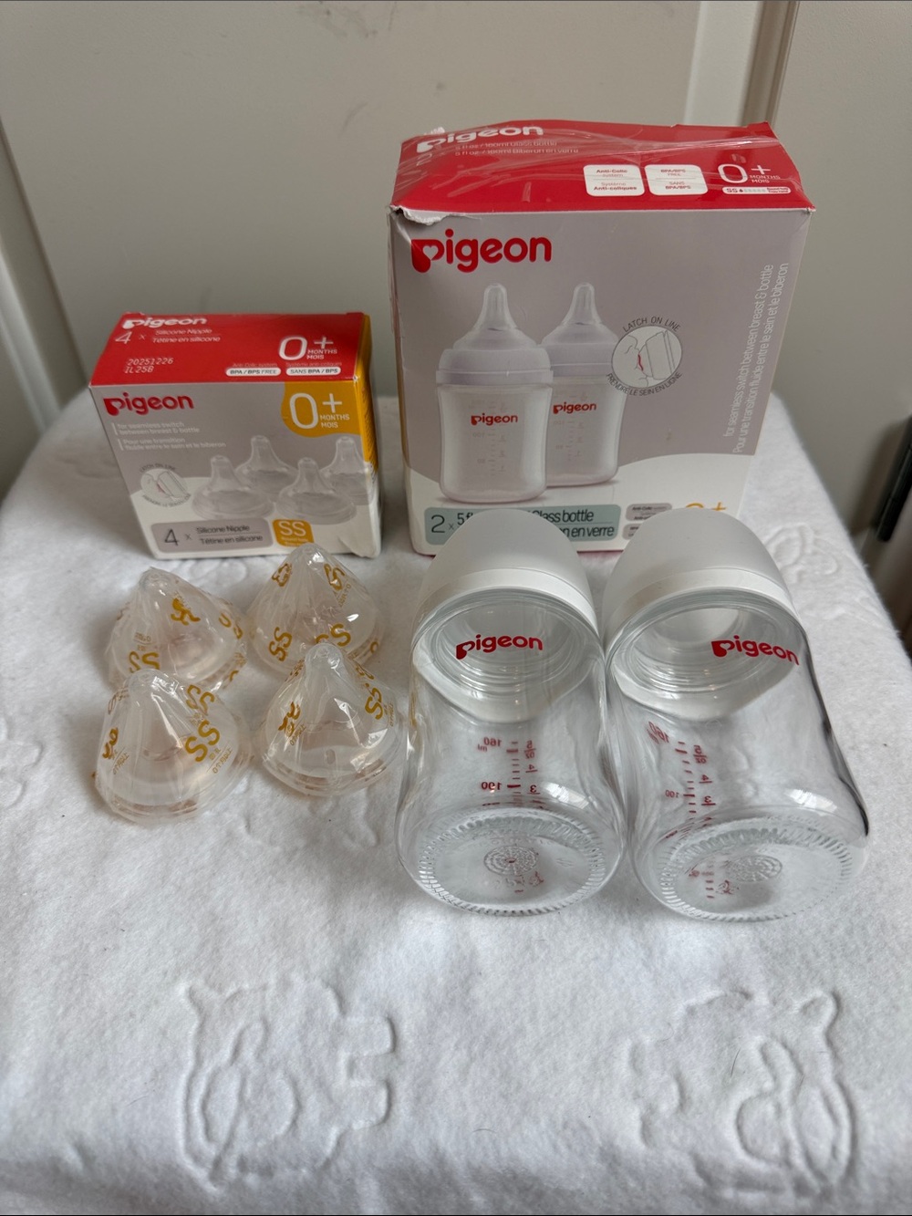 Pigeon Baby Glass Bottle Bundle 5 oz and SS Nipple